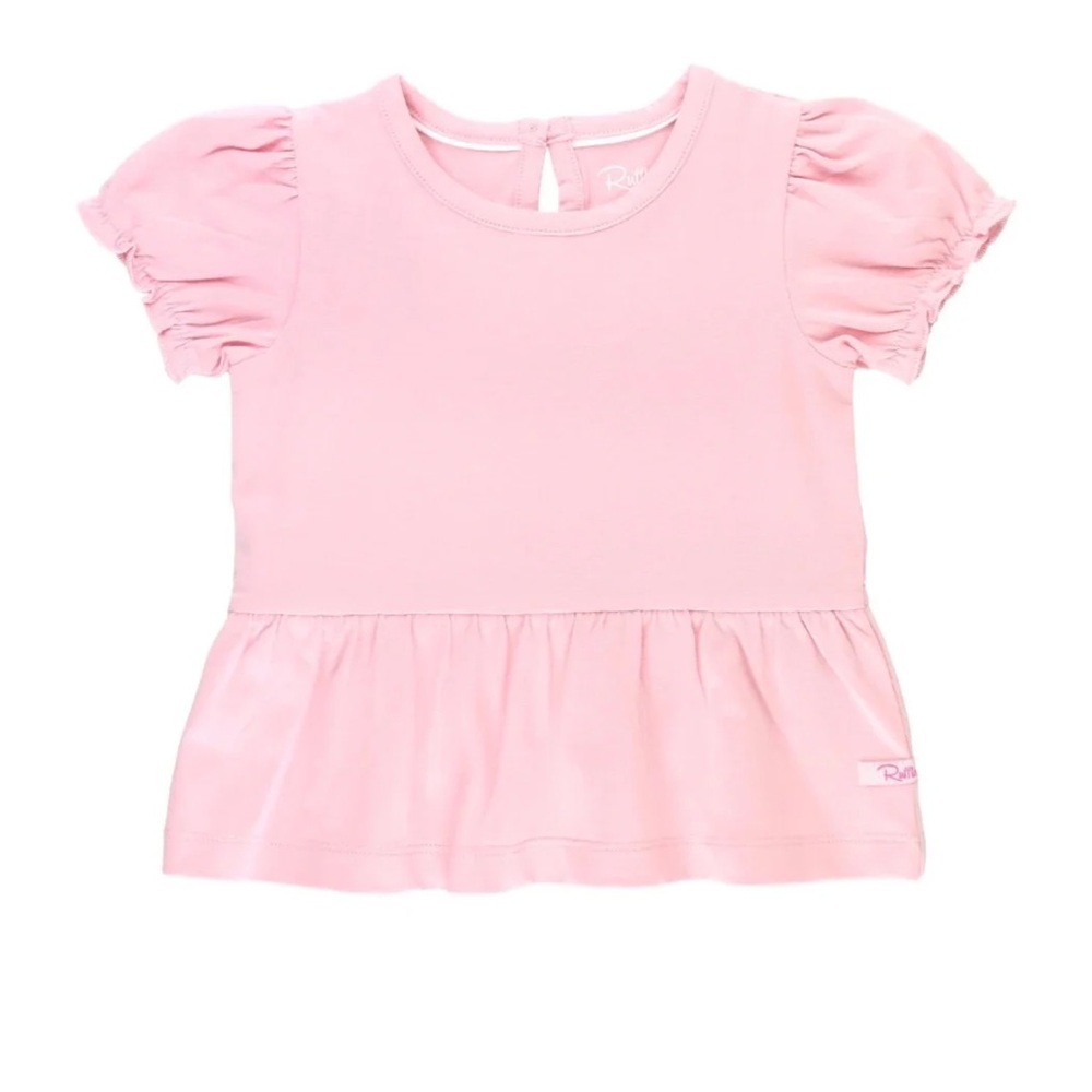 Ruffle Butts Puff Sleeve Peplum Top Pink Size 6 New With Tags‎